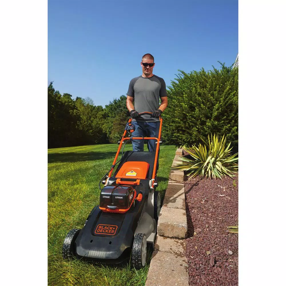 BLACK+DECKER 60V MAX Cordless 20 in. Walk Behind Push Lawn Mower with (2) 2.5 Ah Batteries and Charger