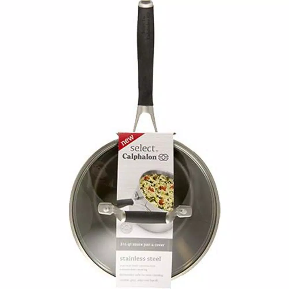 Calphalon Select 3.5 Qt. Hard-Anodized Aluminum Nonstick Saucepan with Glass Lid, Black