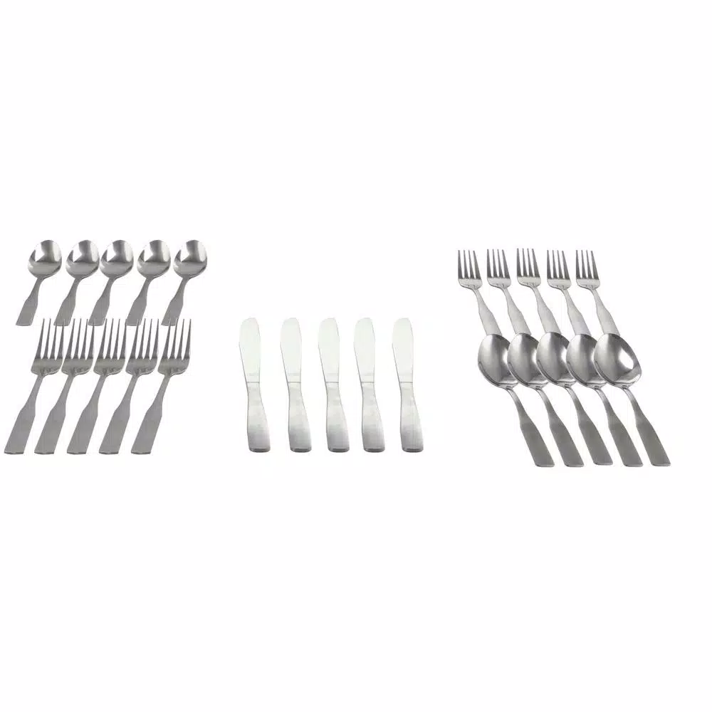 Gibson Home Abbeville 61-Piece Stainless Steel Flatware Set with Wire Caddy, Service for 12