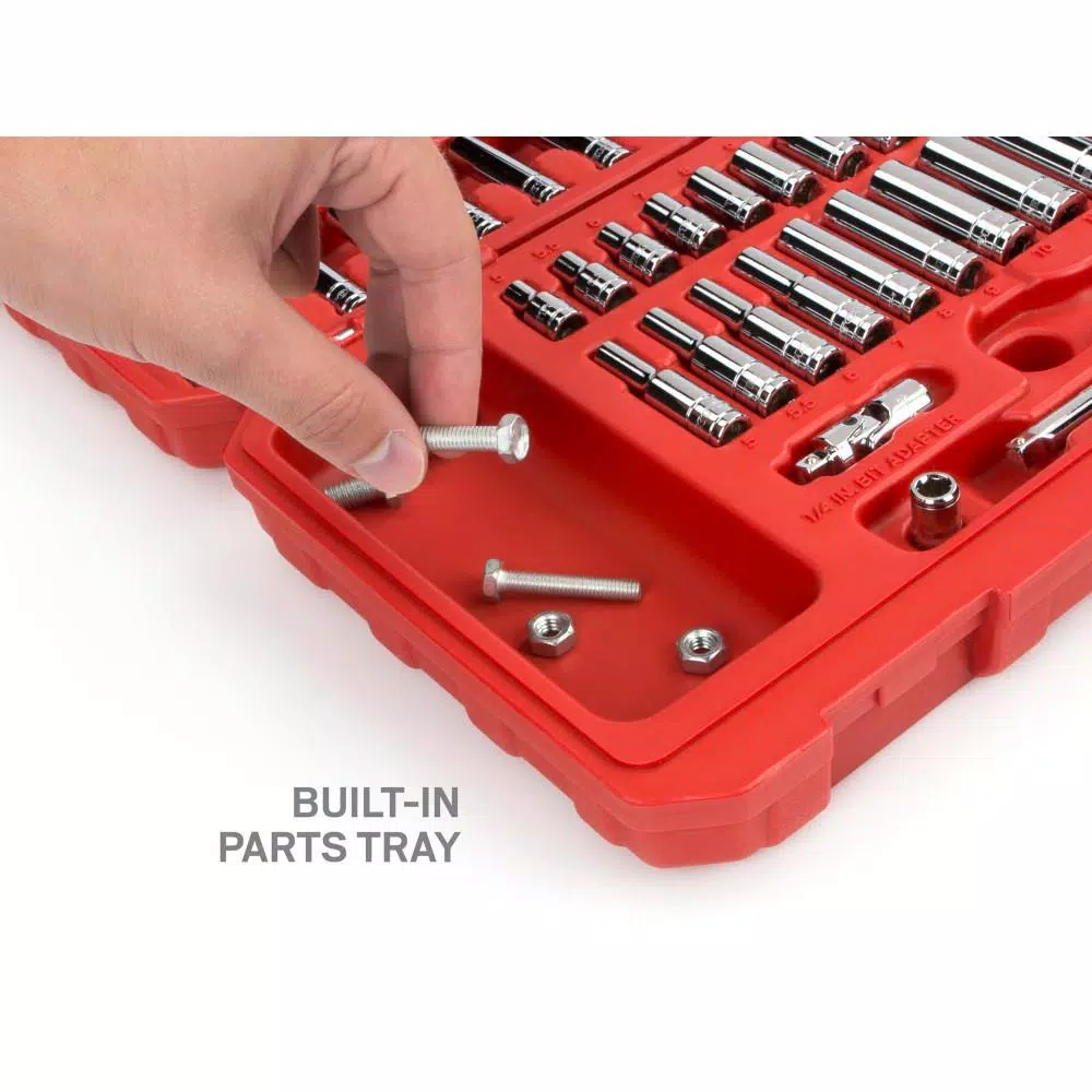 TEKTON 51-Piece 1/4 in. Drive Socket Set, SAE and Metric, Shallow and Deep Lengths