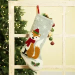 Glitzhome 19 in. Fox Hooked Christmas Stocking with Red Scarf and Santa Hat thumbnail 7