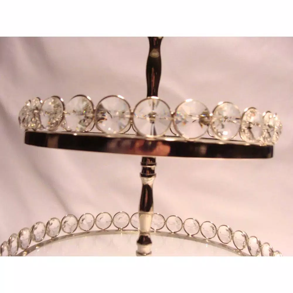 Heim Concept Silver 3-Tier Crystal and Stainless Steel Cake Stand, 20 in. H