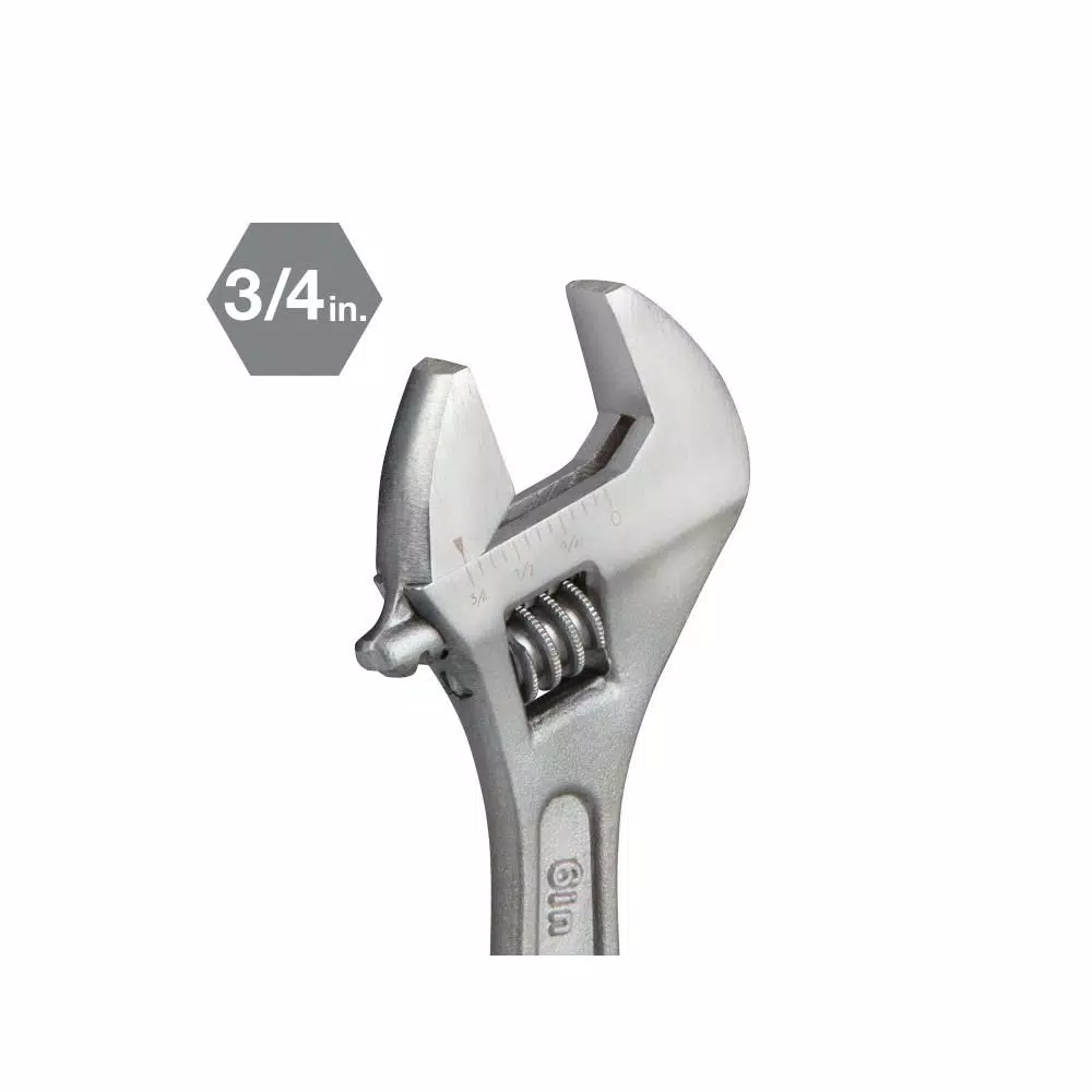 TEKTON 6 in. Adjustable Wrench, Carbon Steel with Satin Chrome Finish