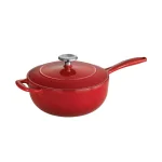 Tramontina Gourmet 3 Qt. Enameled Cast Iron Saucier with Lid, Gradated Red thumbnail 3