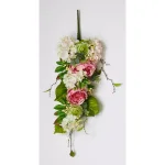 Unbranded 33 in. Pink and Green Hydrangea Peony Silk Flower Swag Wreath thumbnail 1