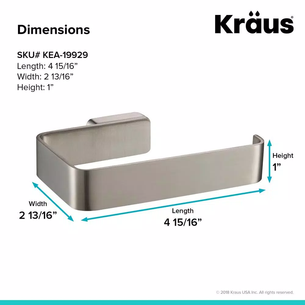 KRAUS Stelios Brushed Nickel Toilet Paper Holder, Solid Brass