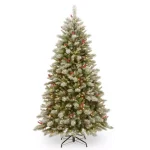 National Tree Company 7.5 ft. Feel Real Snowy Bristle Berry Hinged Artificial Christmas Tree with 700 Dual Color LED Lights thumbnail 1