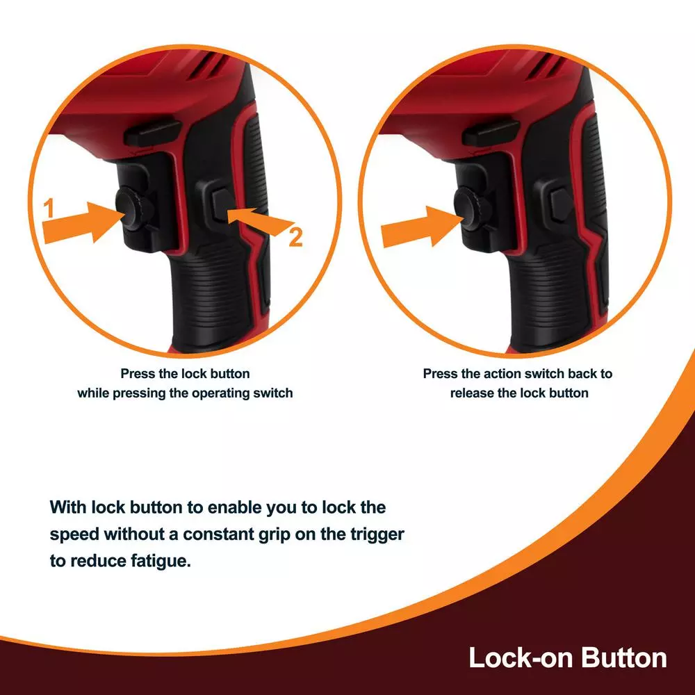 Boyel Living 5 Amp Corded 3/8 in. Power Drill Driver, Reversible with Lock-On Button, Red