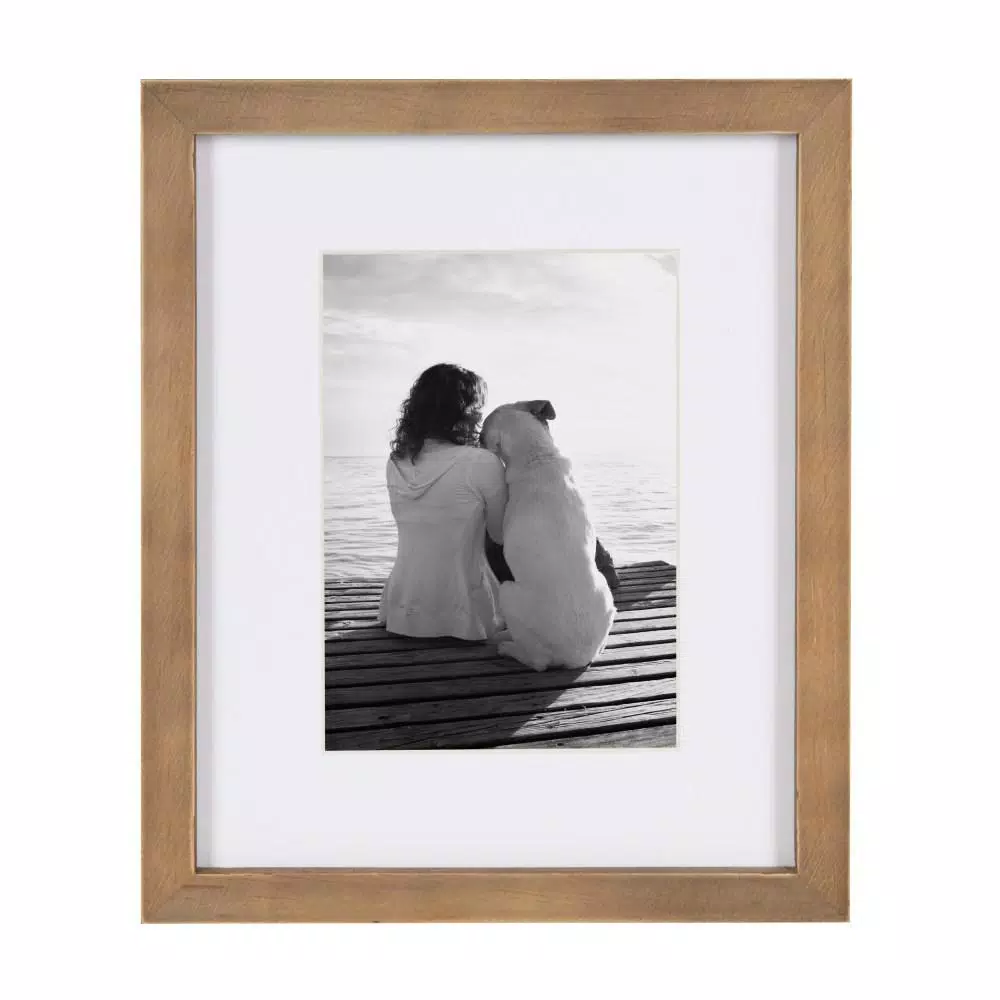 DesignOvation Gallery Rustic Brown Wood Picture Frame Set, 4-Pack, Matted to 5x7 in. or 8x10 in.