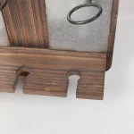 Luxen Home Rustic Wood & Metal Wall Mounted Wine Rack - Holds 3 Bottles & 4 Glasses thumbnail 3