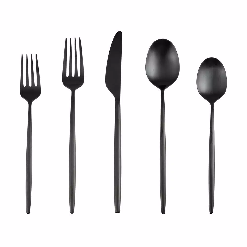 Cambridge Silversmiths Gaze Black Satin 20-Piece Flatware Set, Service for 4