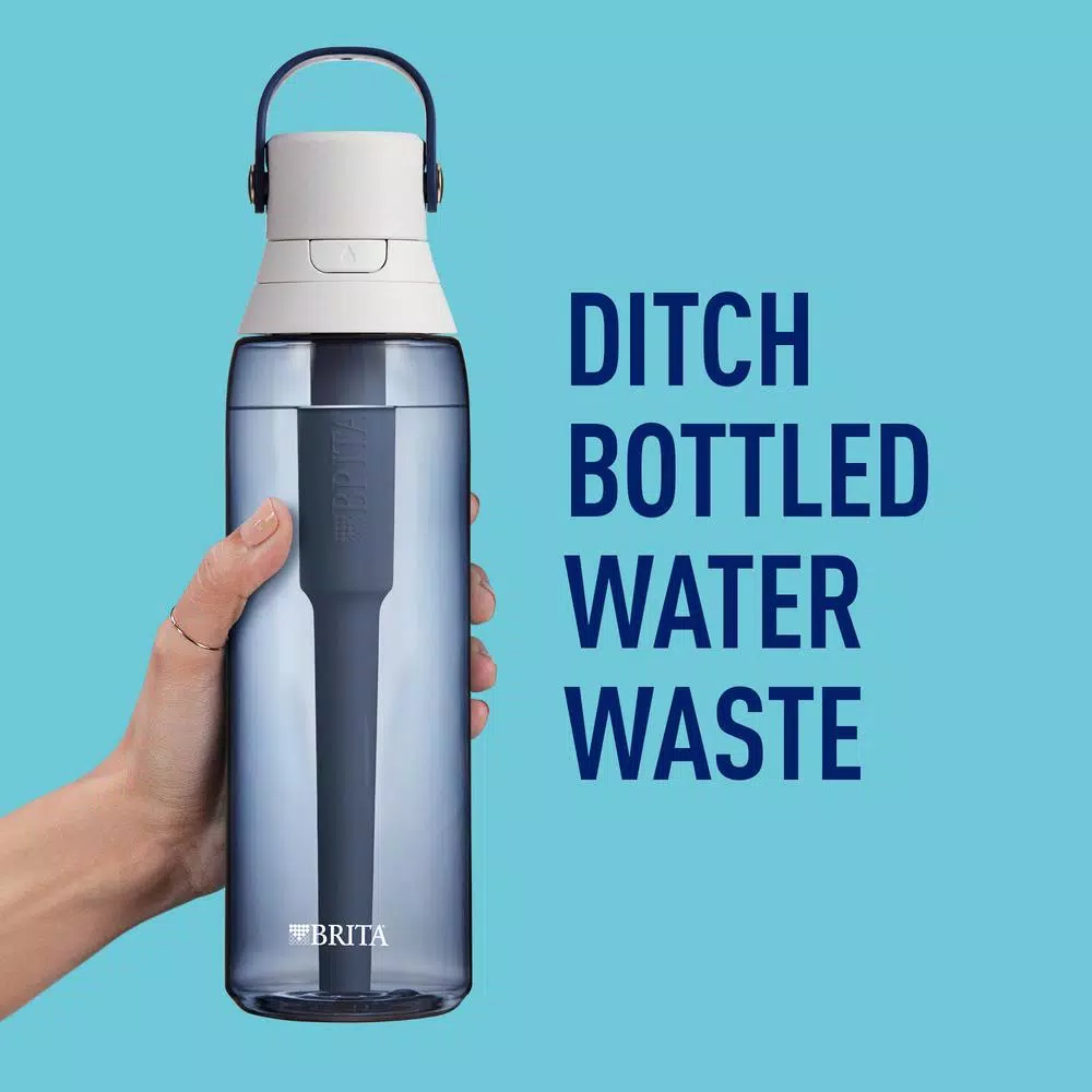 Brita 26 oz. Premium Filtering Water Bottle, Night Sky Blue, BPA-Free with 1 Filter