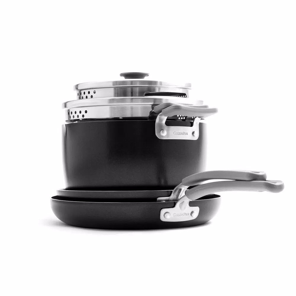 GreenPan Levels Essential 6-Piece Aluminum Ceramic Nonstick Cookware Set, Gray