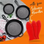NutriChef 6-Piece Cast Iron Nonstick Skillet Set, Black thumbnail 7