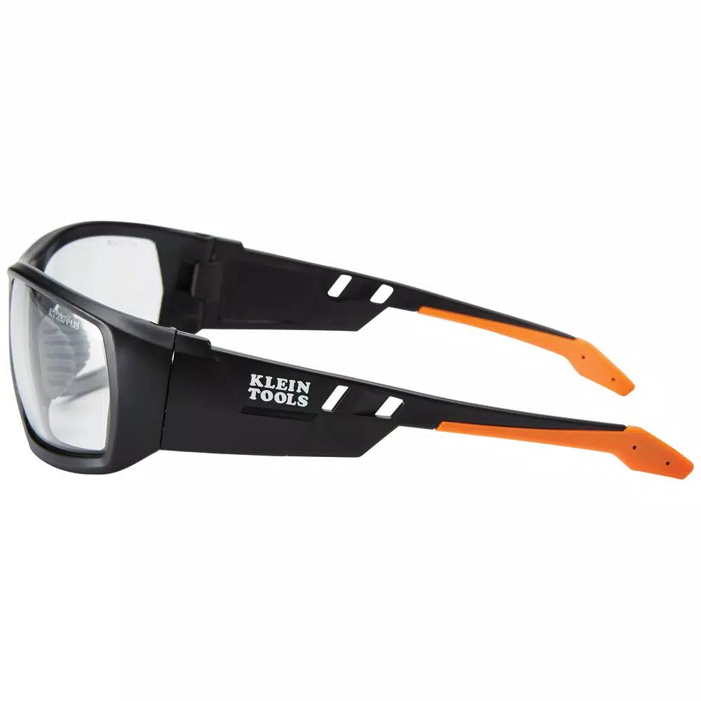 Klein Tools Professional Safety Glasses, Clear Polycarbonate Lens, Black/Orange Frame