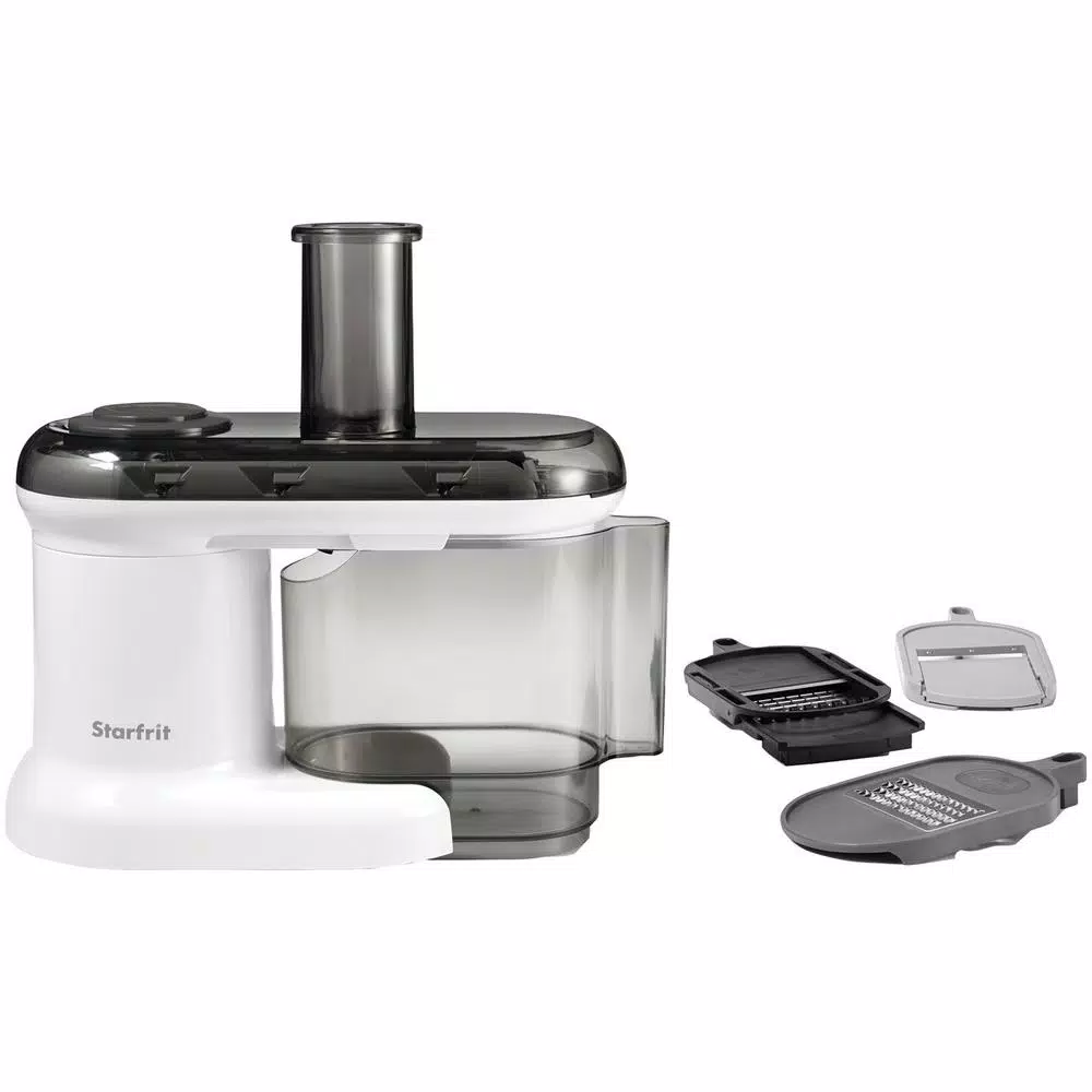 Starfrit Electric Mandoline Slicer, 7-in-1 Vegetable and Fruit Slicer, White