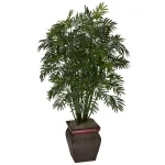 Nearly Natural 45 in. Artificial Green Mini Bamboo Palm with Decorative Vase thumbnail 1