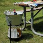 Sunnydaze Decor Pebbled Galvanized Steel 5-Gallon Ice Bucket Drink Cooler with Stand and Tray thumbnail 8