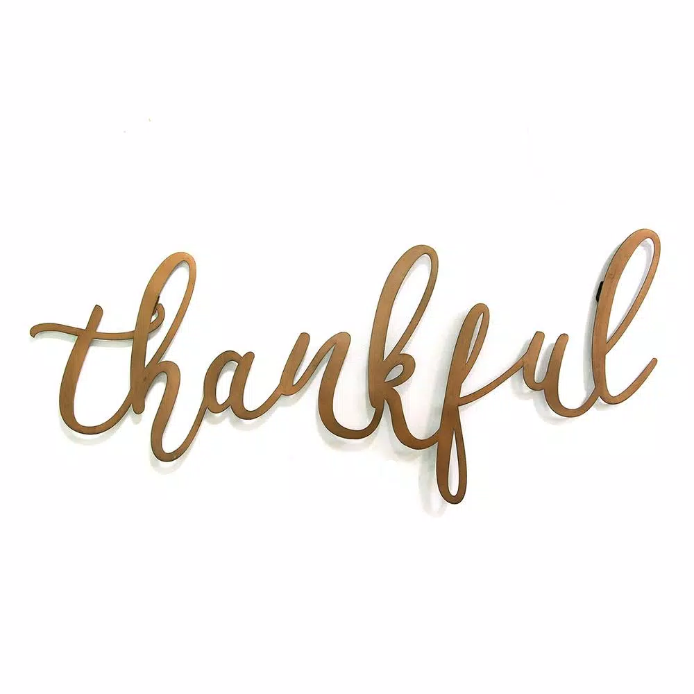 Stratton Home Decor Bronze Thankful Script Metal Wall Decor