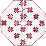 VHC Brands Emmie 48 in. Red Patchwork Christmas Tree Skirt - Hand-Quilted Cotton thumbnail 1