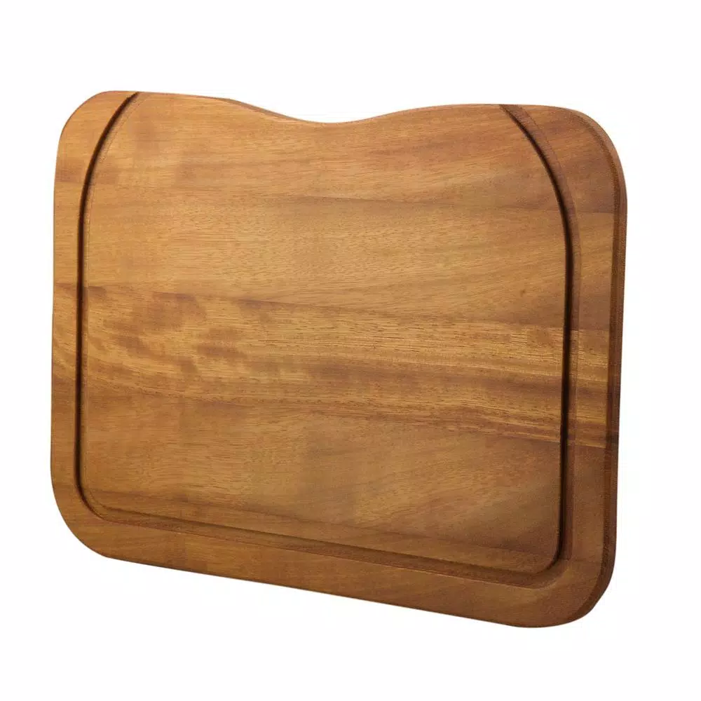 ALFI BRAND Iroko Wood Cutting Board - Large Rectangular Butcher Block for Kitchen & Serving