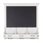 Kate and Laurel Stallard White Multi-Function Chalkboard Memo Board with Hooks and Pockets thumbnail 2