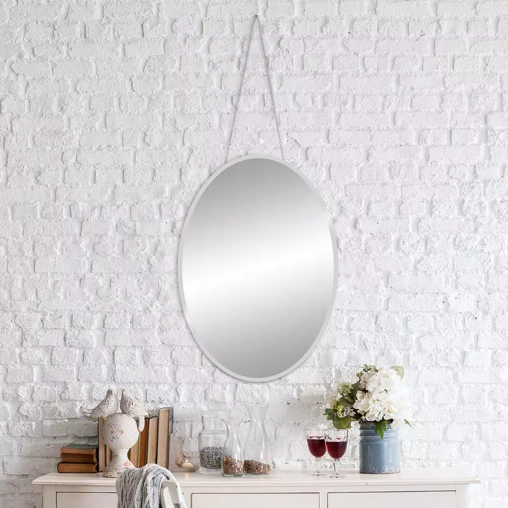 Pinnacle Small Oval Beveled Glass Accent Mirror, 17.5 in. x 24.5 in.