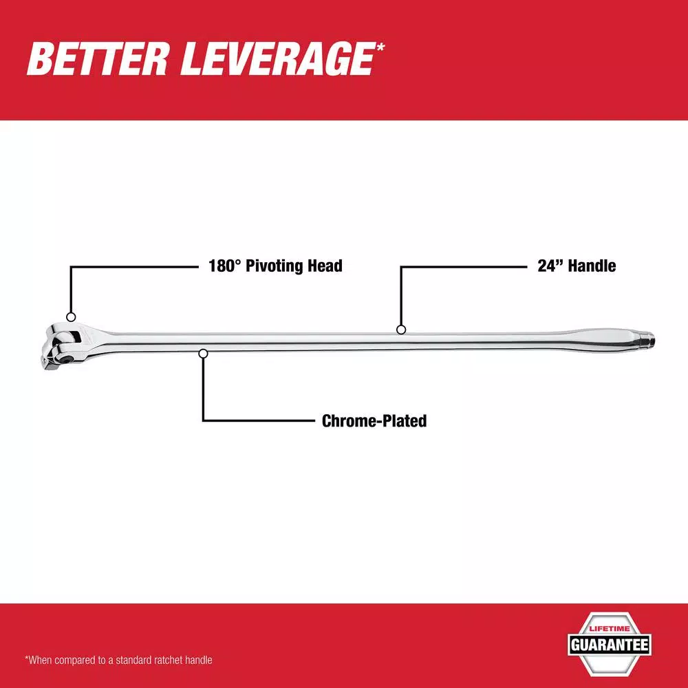 Milwaukee 1/2 in. Drive 24 in. Breaker Bar with 180° Swivel Head