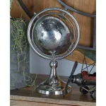 LITTON LANE 14 in. Modern Silver Globe with Axis Ring and Metal Base thumbnail 1
