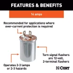 CURT 14-Amp Turn Signal Flasher, 12V, 2-Terminal (2-3 Lamps or 4-6 Hazards) thumbnail 3