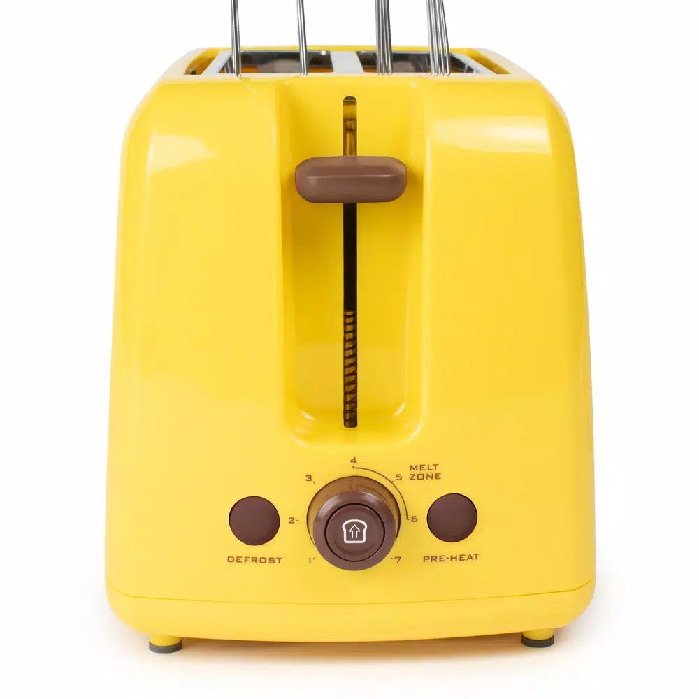 Unbranded Yellow Grilled Cheese Toaster with Extra-Wide Slots and Removable Baskets