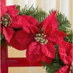 Home Accents Holiday 30 in. Berry Bliss Pre-Lit LED Artificial Christmas Wreath with Red Poinsettias thumbnail 6