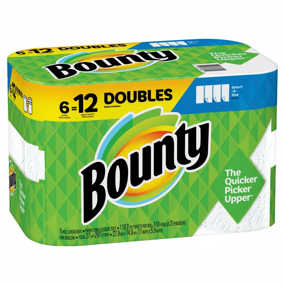 Bounty Select-A-Size White Paper Towels, 6 Double Rolls