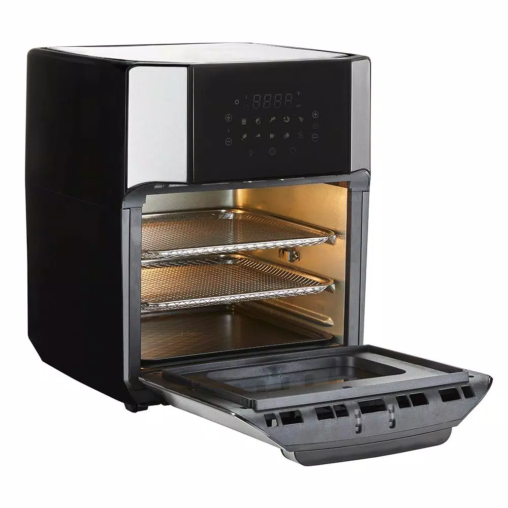 West Bend 12.6 QT XL Air Fryer Oven with Rotisserie, 10 Presets & Cyclonic Crisping Technology, Black