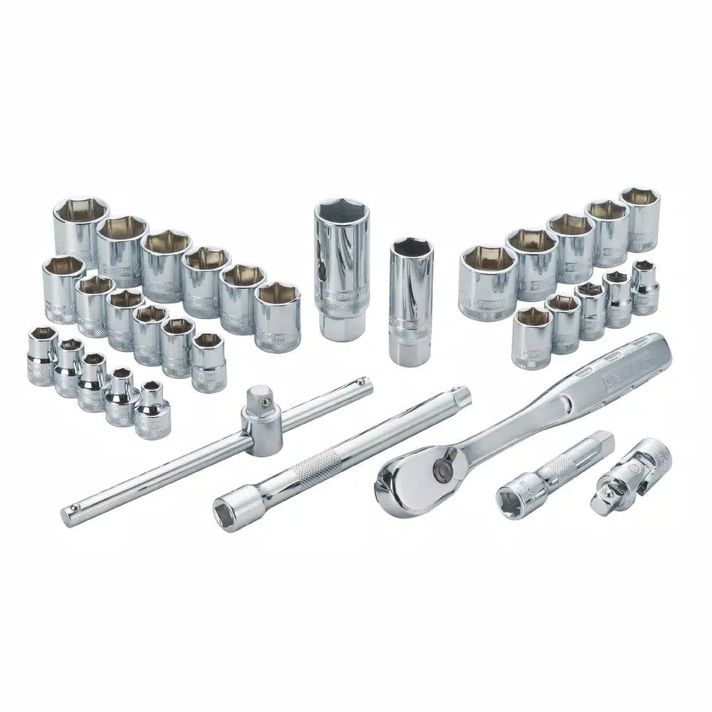 DEWALT 3/8 in. Drive 34-Piece Combination Socket Set with Ratchet, Metric & SAE