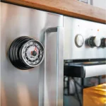GEFU Retro Mechanical Kitchen Timer - 60 Minute Analog Timer with Magnetic Back, Black and Chrome thumbnail 2