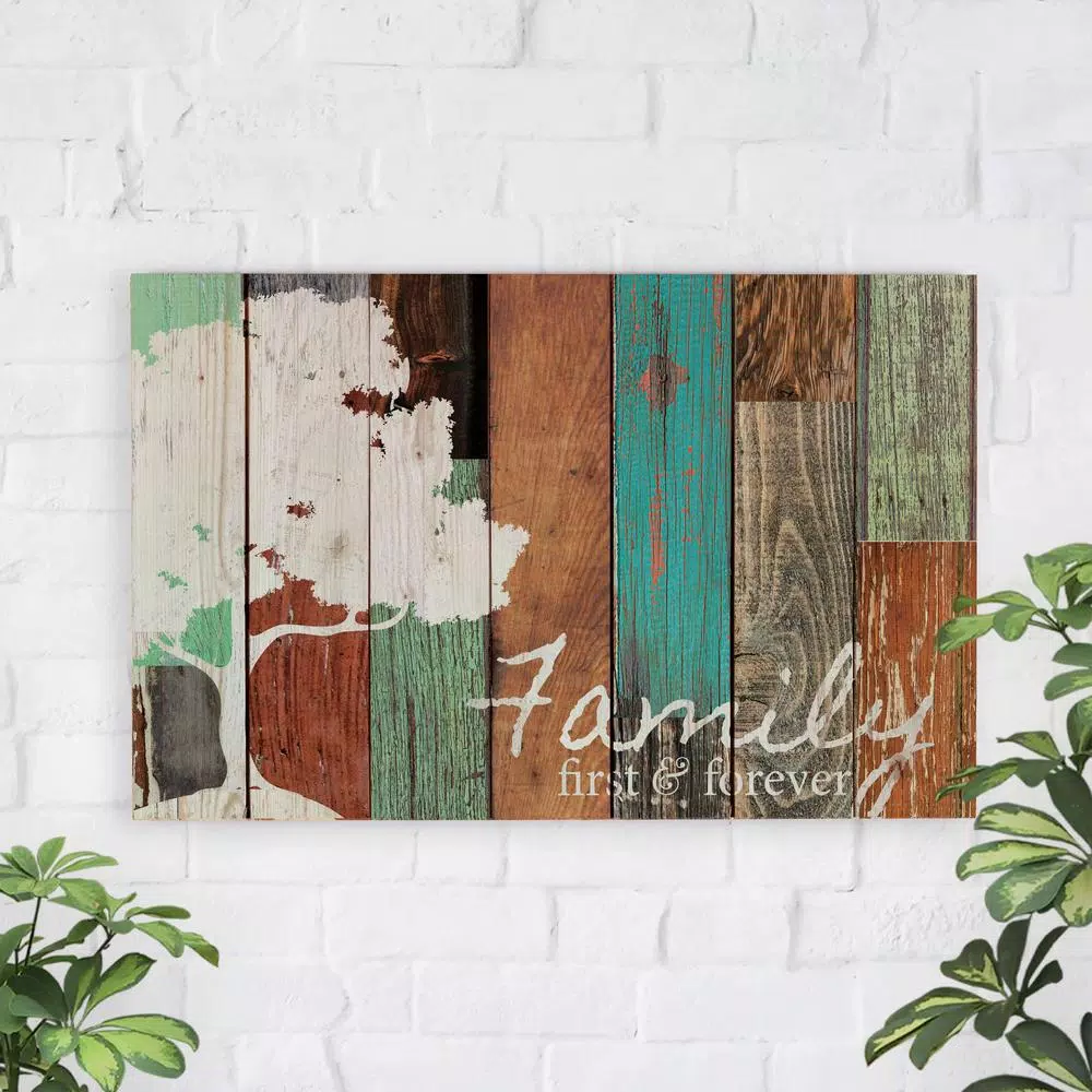 P Graham Dunn Family First & Forever Rustic Wood Pallet Sign - Farmhouse Wall Decor