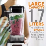NutriChef 1700W High-Speed Digital Countertop Blender, 57 oz. 5-Speed Jar with Pulse and LCD Display, Black thumbnail 2