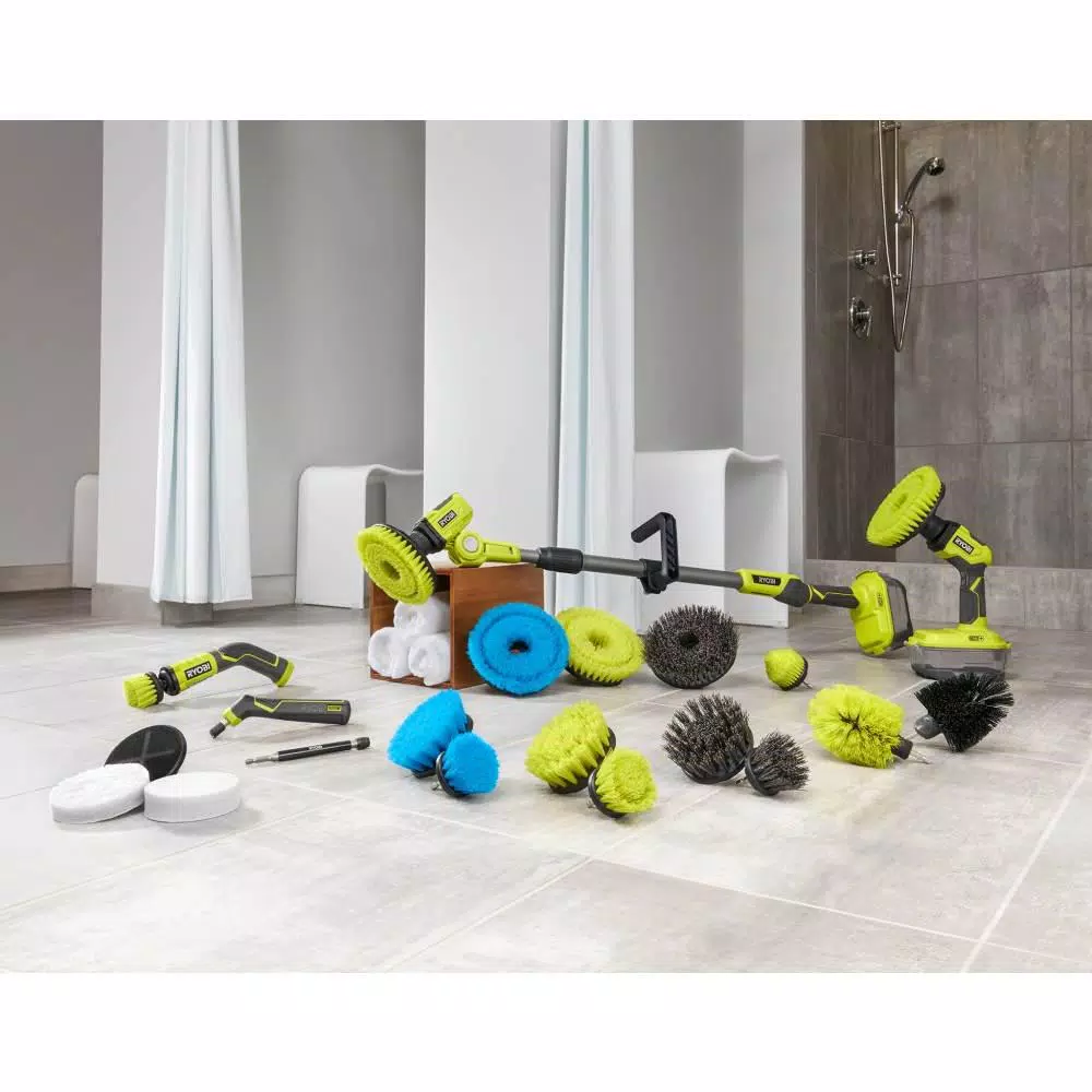 RYOBI 18V ONE+ Compact Power Scrubber Kit with 2.0 Ah Battery and Charger