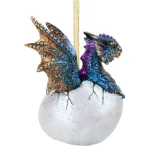 Design Toscano Hard Boiled Dragon Hatchling Holiday Ornament, 3.5 in. Resin Dragon Egg Collectible thumbnail 3