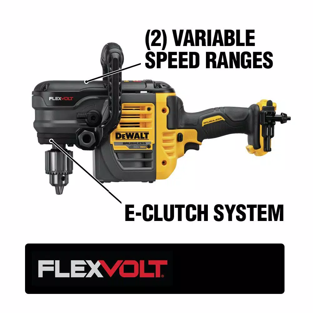 DEWALT 60V MAX FLEXVOLT Brushless 1/2 in. Stud & Joist Drill and 20V MAX XR Angle Grinder Combo Kit
