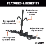 CURT 2-Bike Tray-Style Hitch-Mounted Bike Rack, 1-1/4" or 2" Receiver thumbnail 3