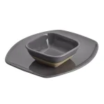 Rachael Ray Cityscapes Ceramic Hot Chip and Dip Set, Dark Sea Salt Gray thumbnail 1
