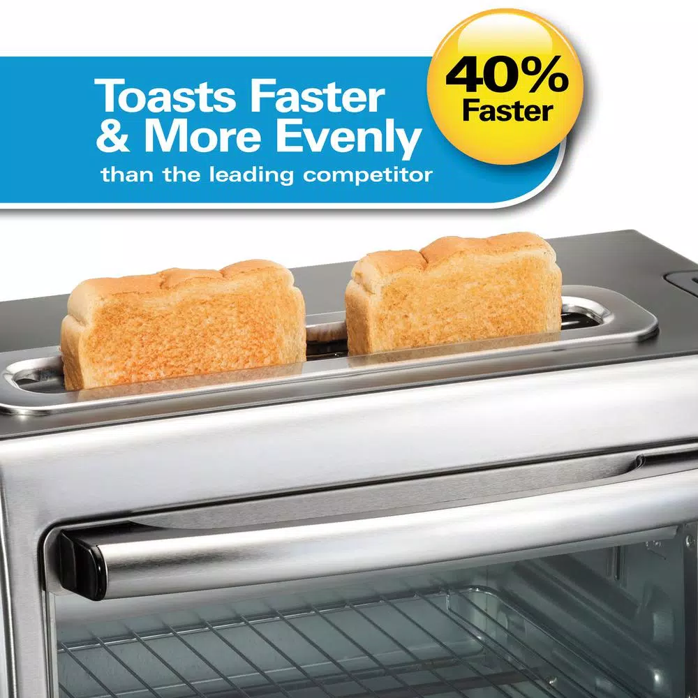 Hamilton Beach 2-in-1 1450W Toaster Oven and 4-Slice Toaster, Silver
