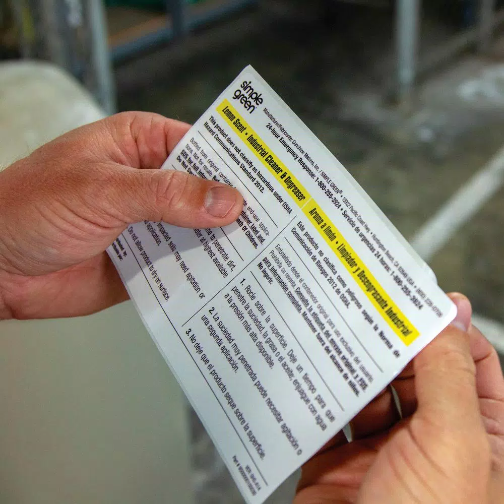 Simple Green Lemon Scent Industrial Cleaner and Degreaser Secondary Labels, Bilingual (10-Pack)