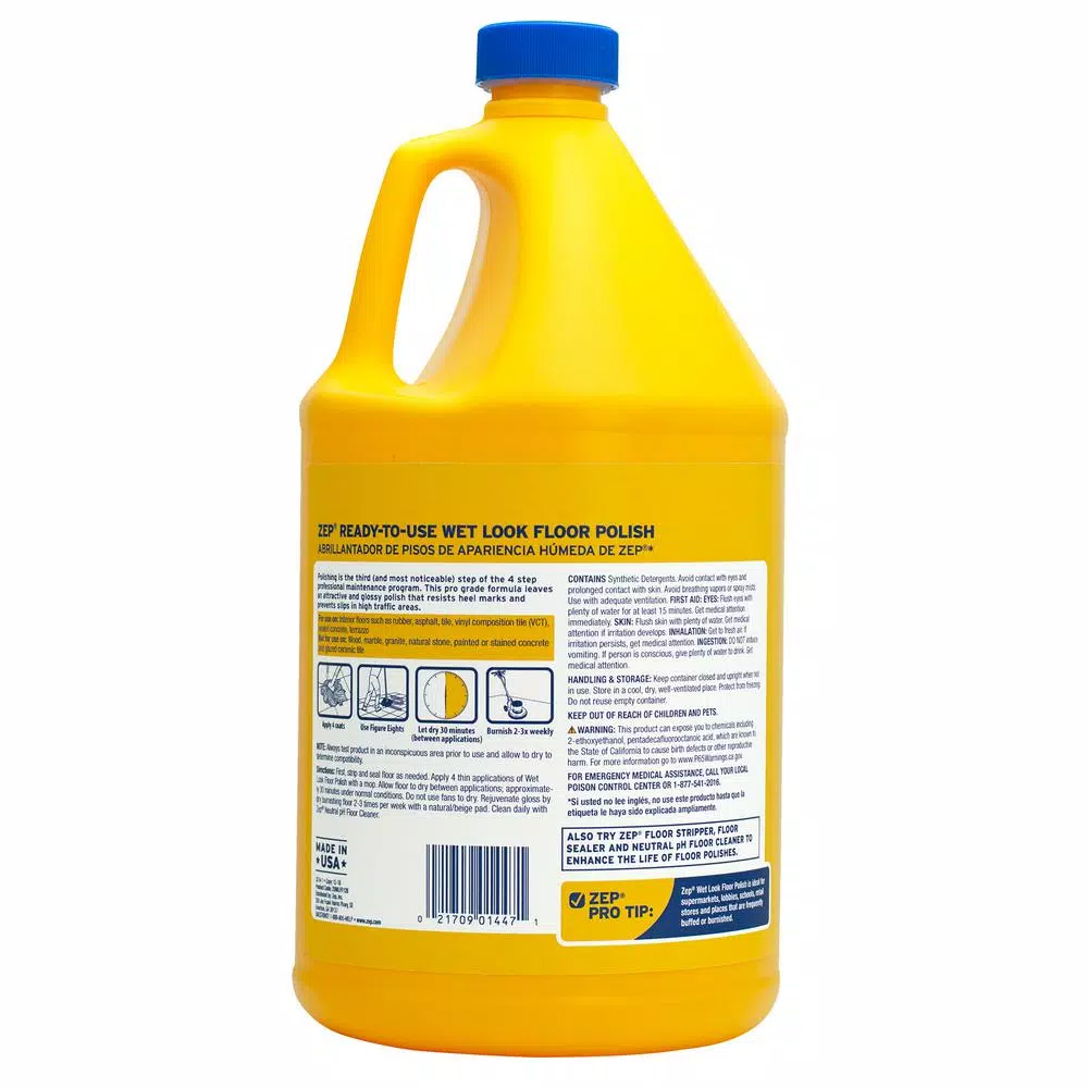 Zep Wet-Look Floor Polish, Professional Strength, 1 Gallon (Case of 4)