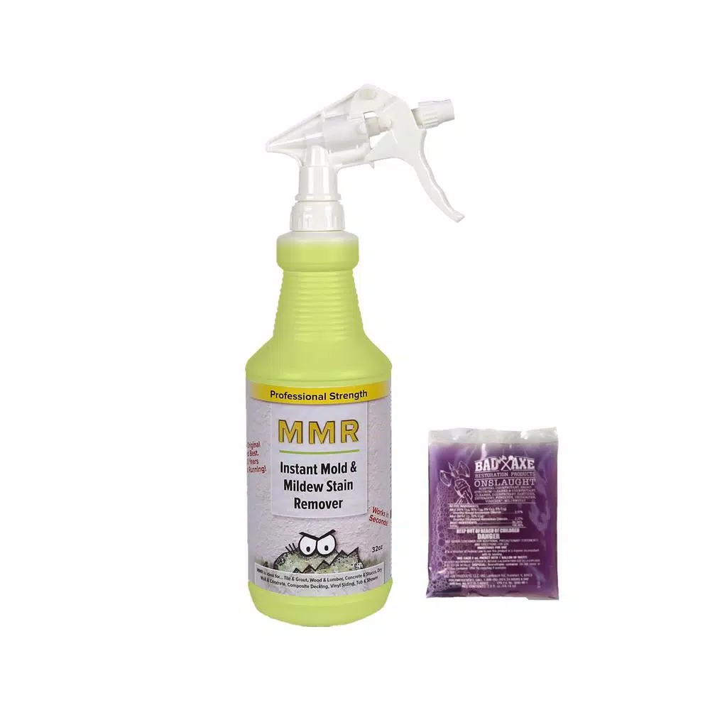 MMR Mold & Mildew Stain Remover (32 oz) and Onslaught Disinfectant Concentrate (2 oz) 2-Step Combo Pack