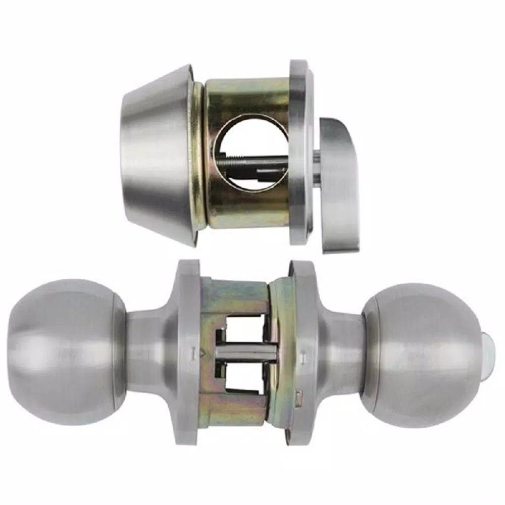 Universal Hardware Satin Chrome Commercial Entry Knob and Single Cylinder Deadbolt Combo Pack, ANSI Grade 2