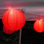 LUMABASE 10 in. Red Paper Lantern String Lights, 30 ft. Cord with 10 Incandescent Bulbs thumbnail 3