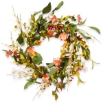 National Tree Company 22 in. Mixed Flower Wreath with Red Berries and Leafy Stems, Multi-Colored thumbnail 1